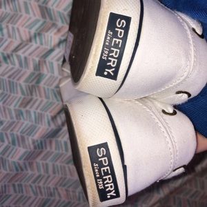 White and Navy Sperrys!!